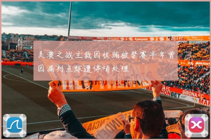 美澳之战主裁因收贿被禁赛半年曾因漏判点球遭停哨处理